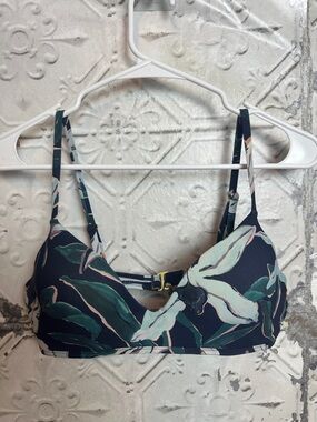 Tory Burch Navy Floral Leaf Bikini Top